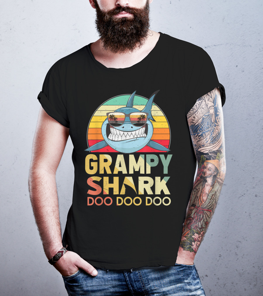 Grampy Shark Doo Doo Doo Retro Vintage T-Shirt