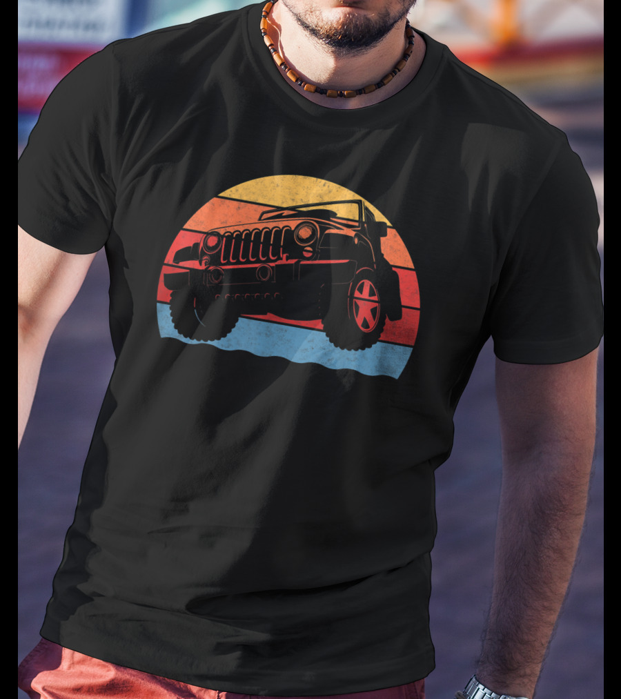 Retro Vintage Jeeps Great 4x4 70s Sunset Stripes T-Shirt