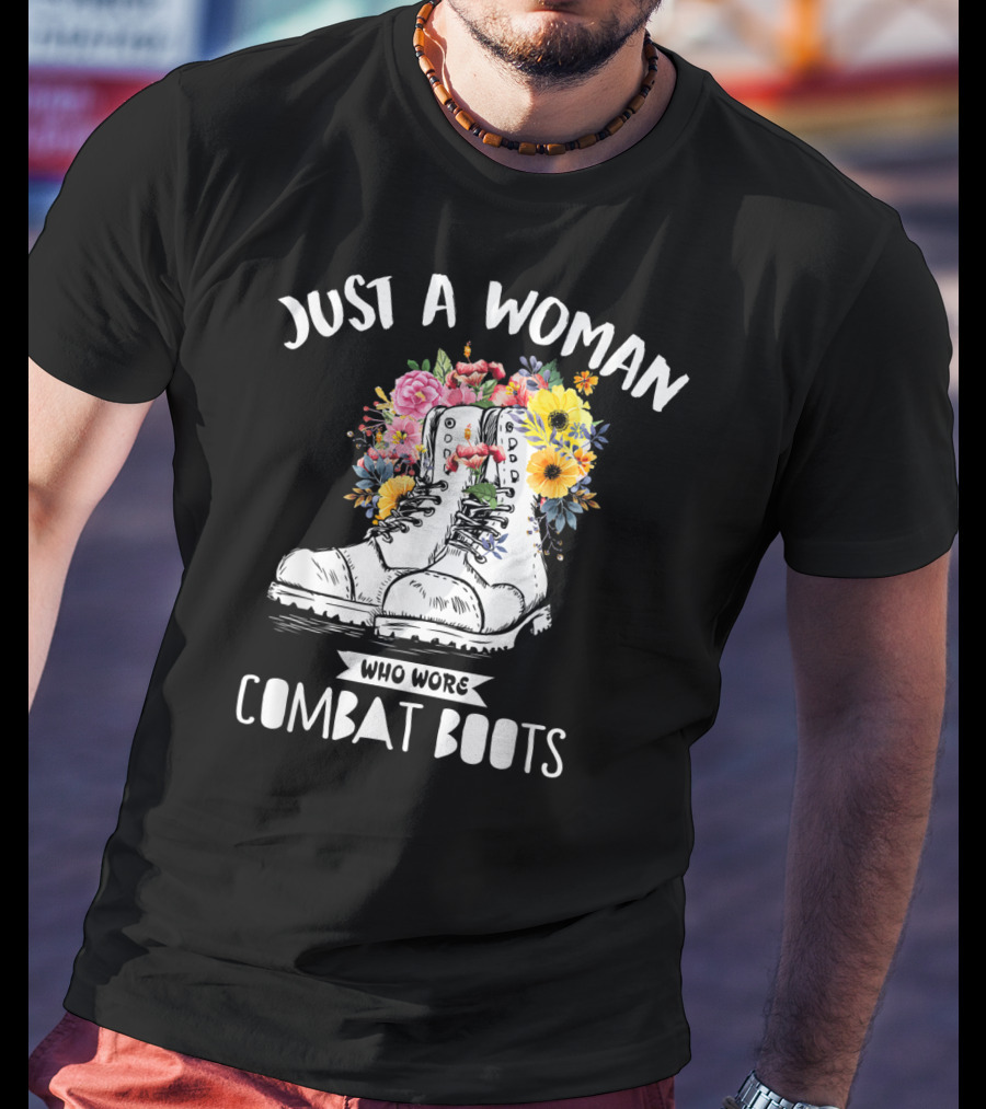 Just A Woman Who Wore Combat Boots Retro Vintage T-Shirt