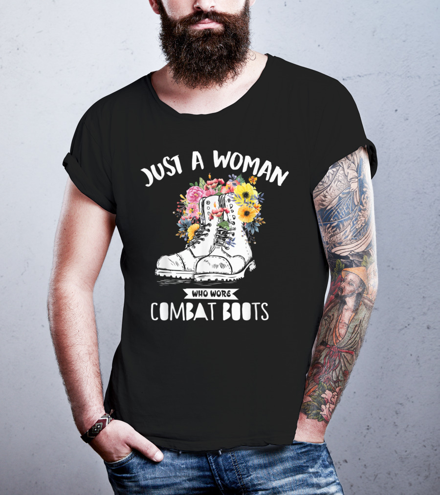 Just A Woman Who Wore Combat Boots Retro Vintage T-Shirt