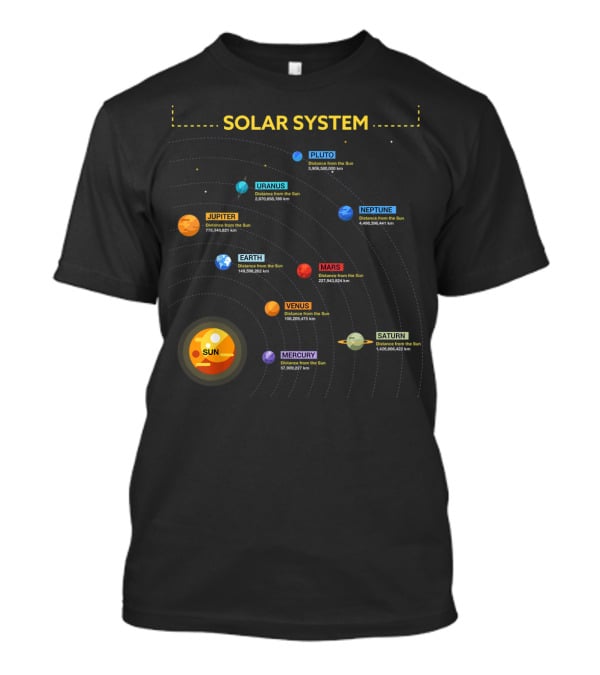 Solar System Sun Mercury Venus Earth Mars Jupiter Saturn Uranus Neptune Pluto T-Shirt