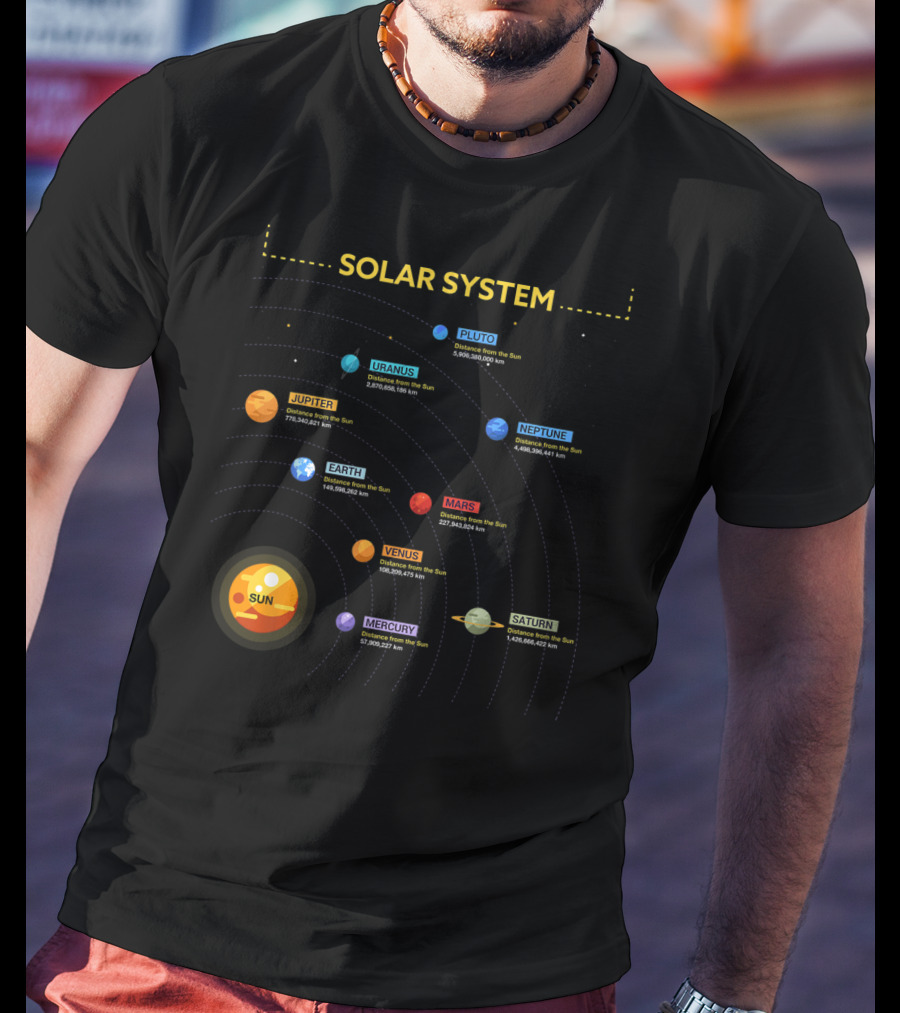 Solar System Sun Mercury Venus Earth Mars Jupiter Saturn Uranus Neptune Pluto T-Shirt