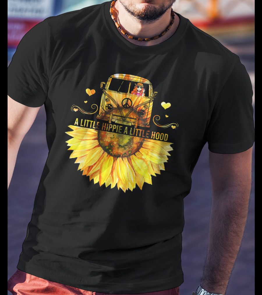 A Little Hippie A Little Hood Sunflower Bus Retro Vibes T-Shirt