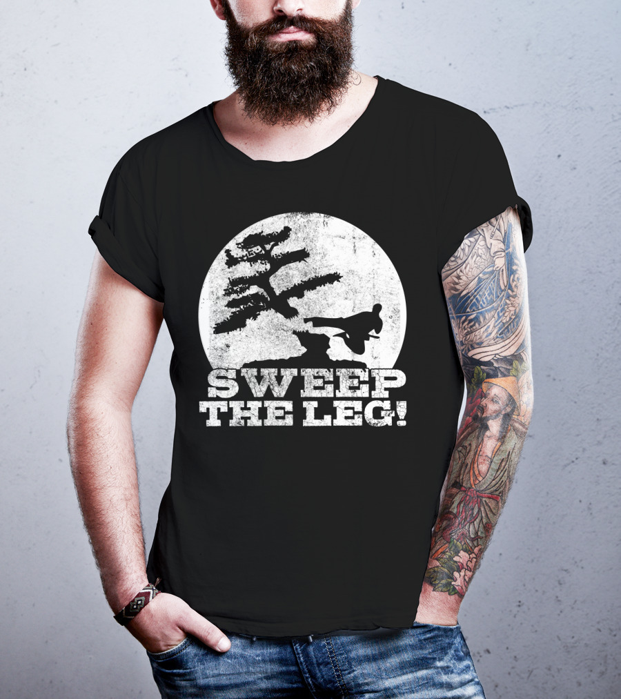 Sweep The Leg Karate Silhouette Bonsai Moon T-Shirt