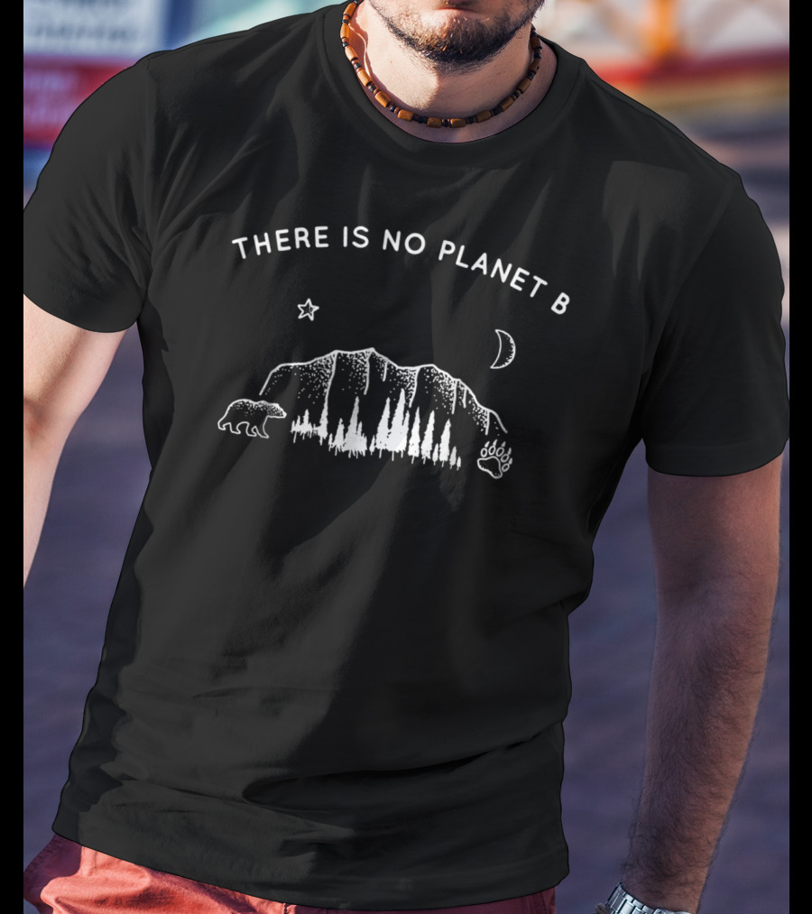 There Is No Planet B Bear Camping Nature Moon Stars T-Shirt