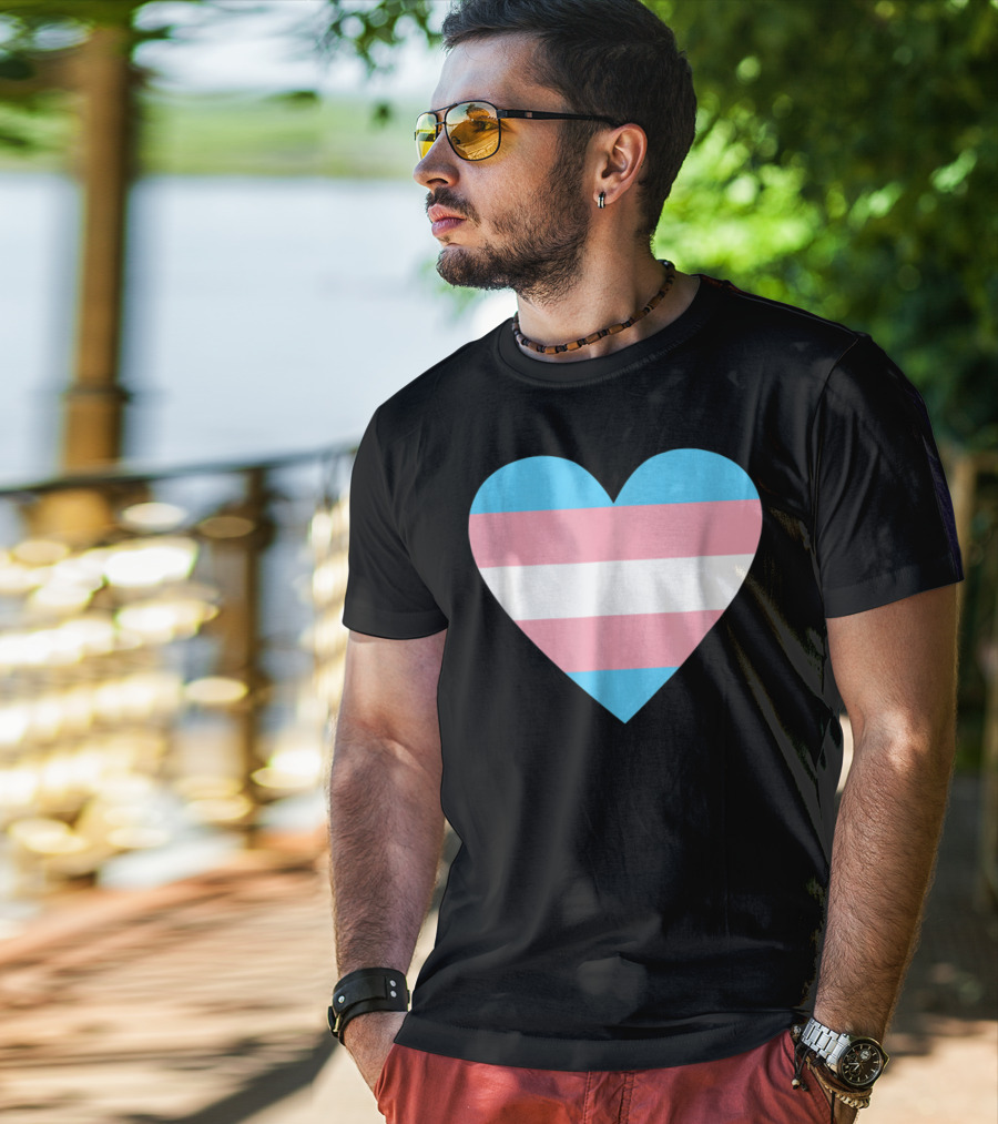 Transgender Flag Heart For Pride T-Shirt