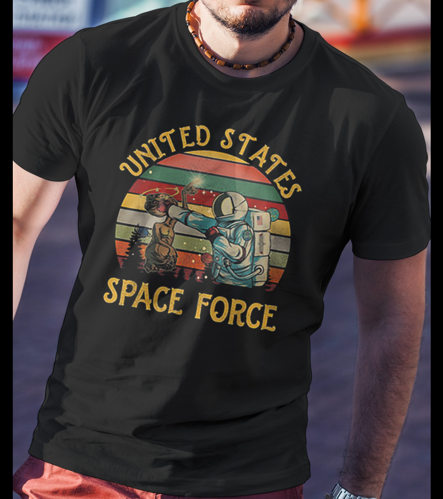 United States Space Force Astronaut Punching Vintage Retro Suns T-Shirt