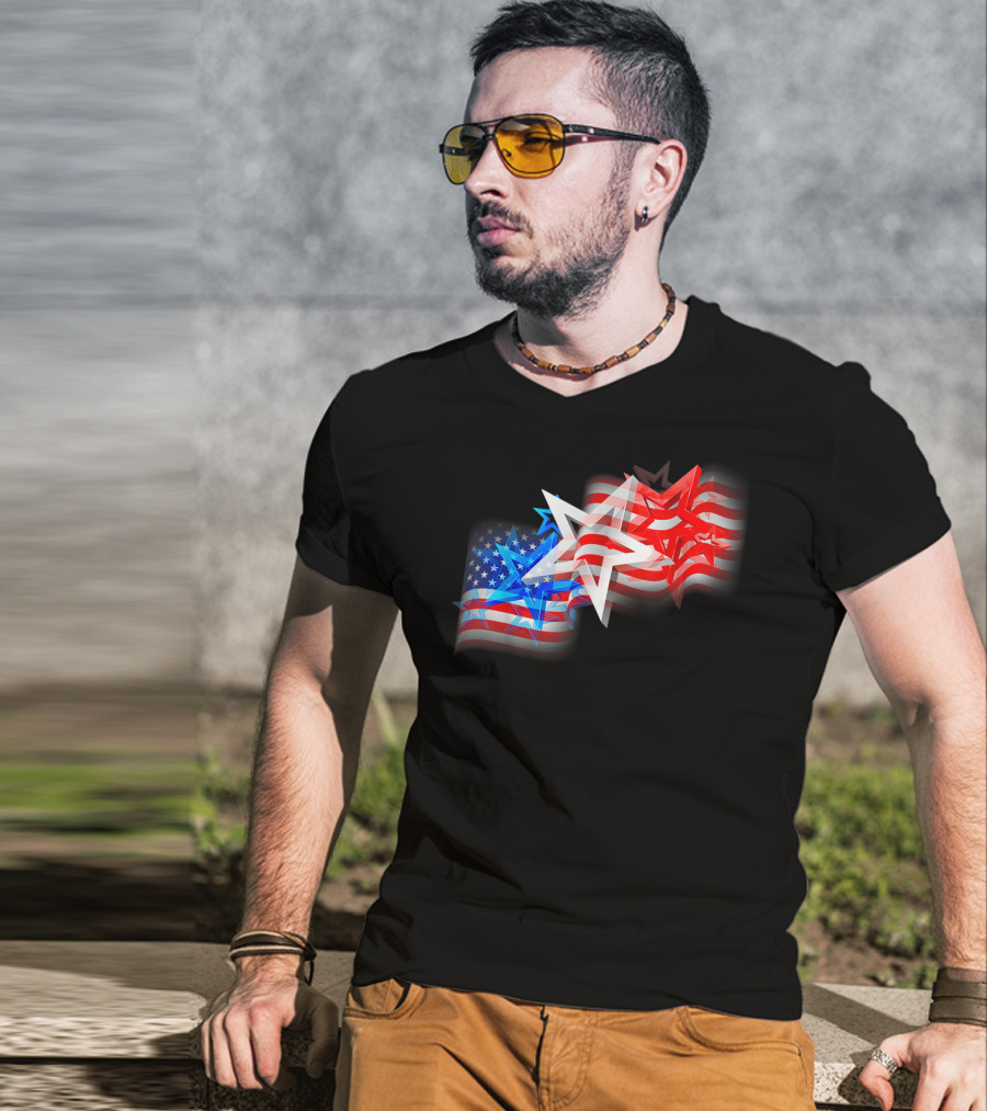US Flag Patriotic American Stars And Stripes Iconic T-Shirt