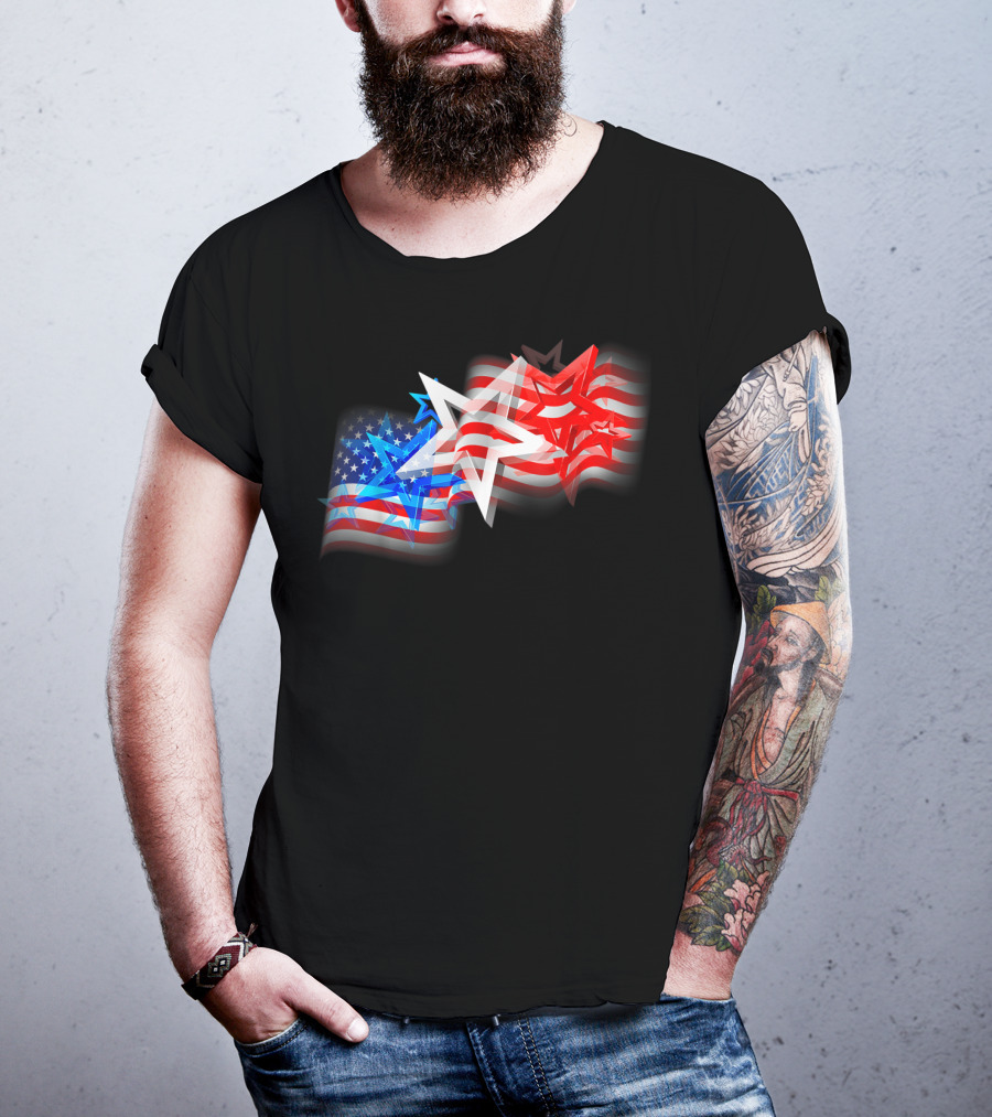 US Flag Patriotic American Stars And Stripes Iconic T-Shirt