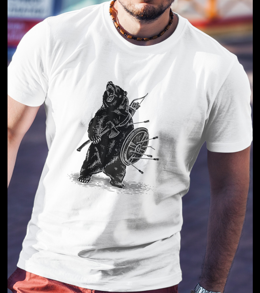Viking Bear Warrior Polar Bear With Axe And Shield T-Shirt