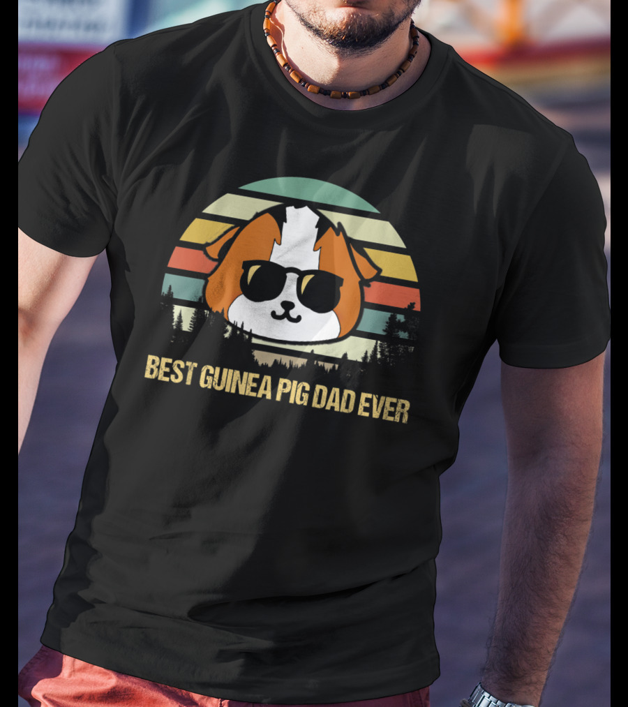 Best Guinea Pig Dad Ever Vintage Sunglasses Forest T-Shirt