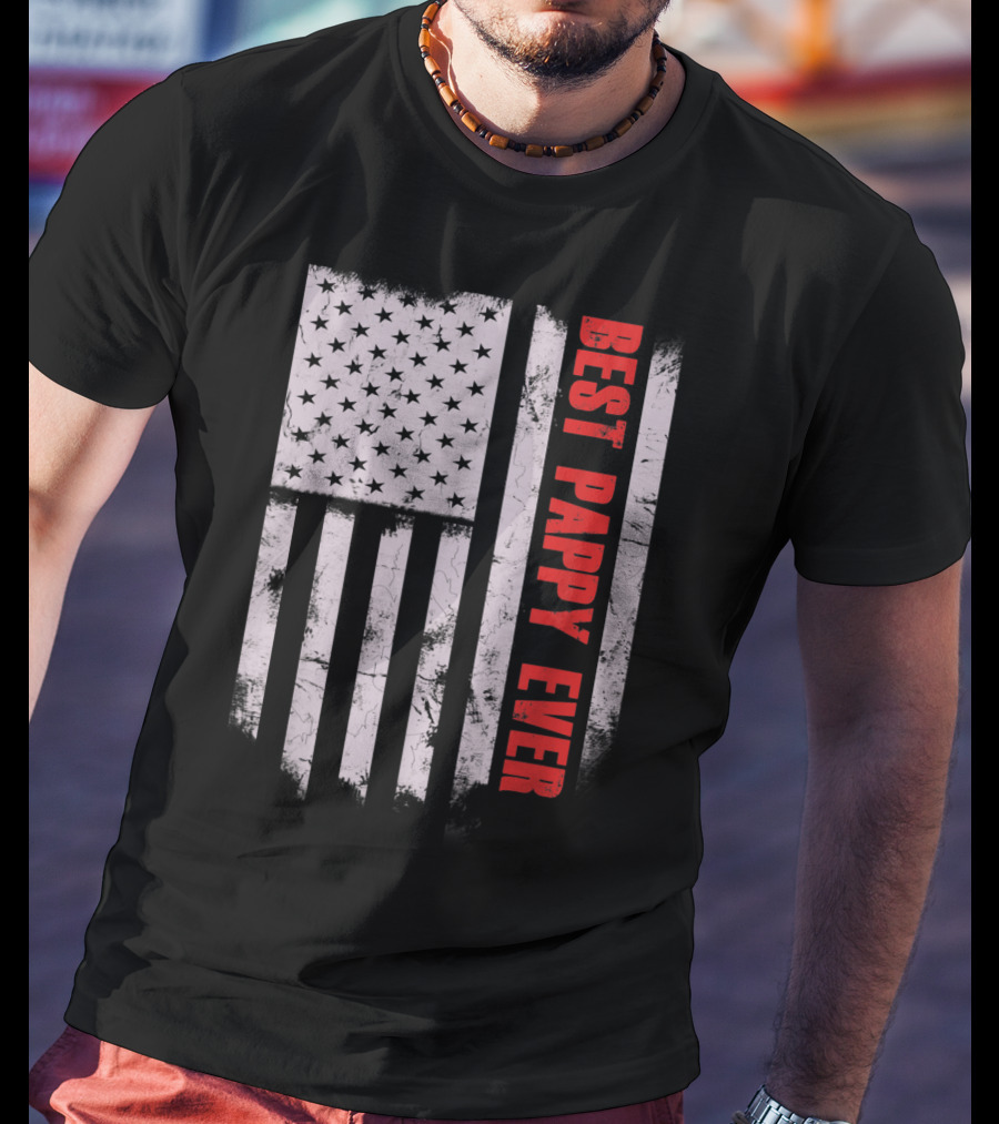 Best Pappy Ever Vintage American Flag T-Shirt