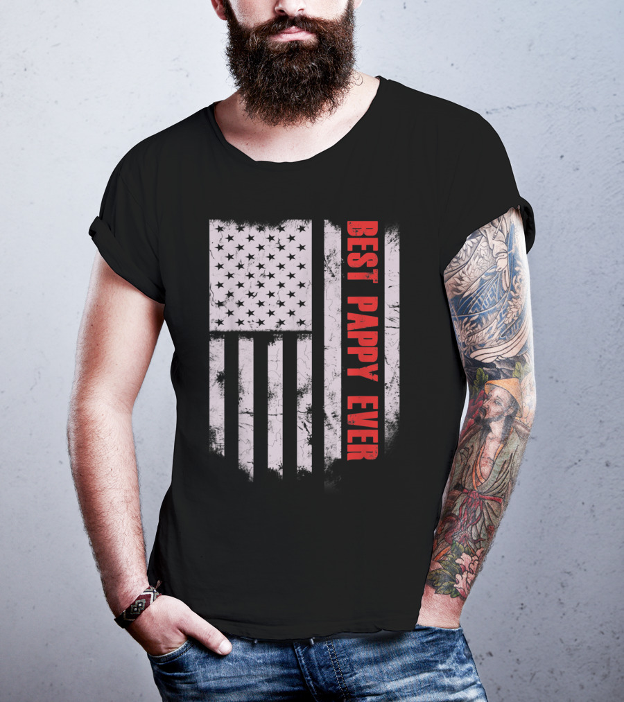 Best Pappy Ever Vintage American Flag T-Shirt