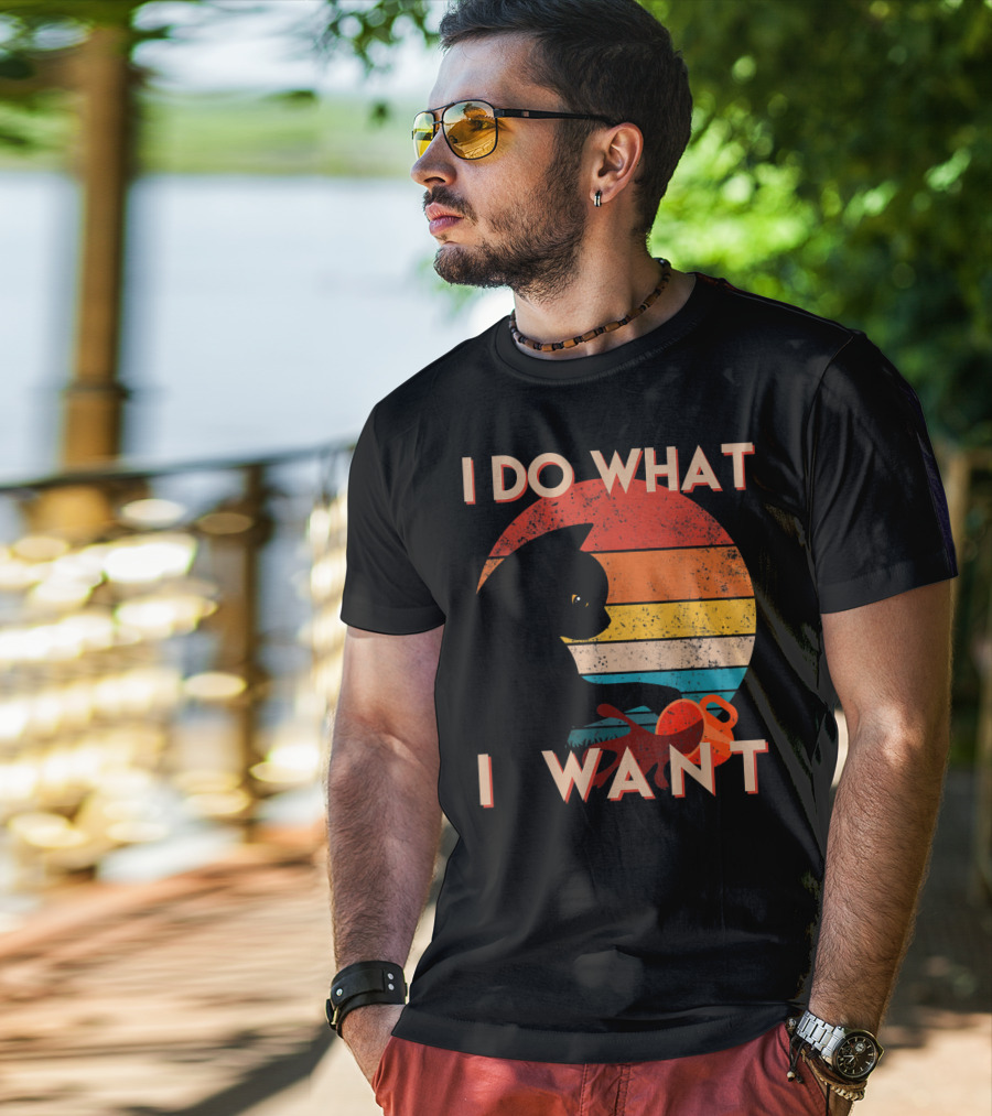 Vintage Cat I Do What I Want Retro Sunset Style Art Cat T-Shirt