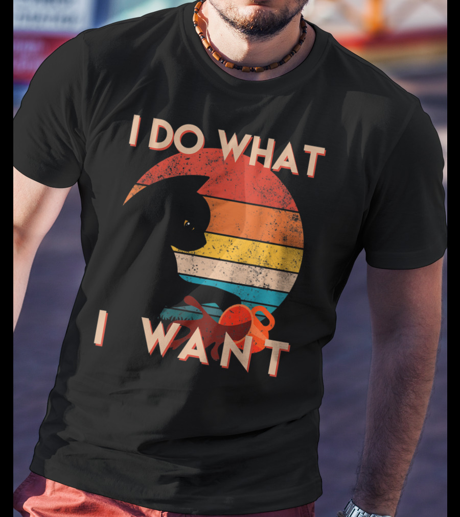 Vintage Cat I Do What I Want Retro Sunset Style Art Cat T-Shirt