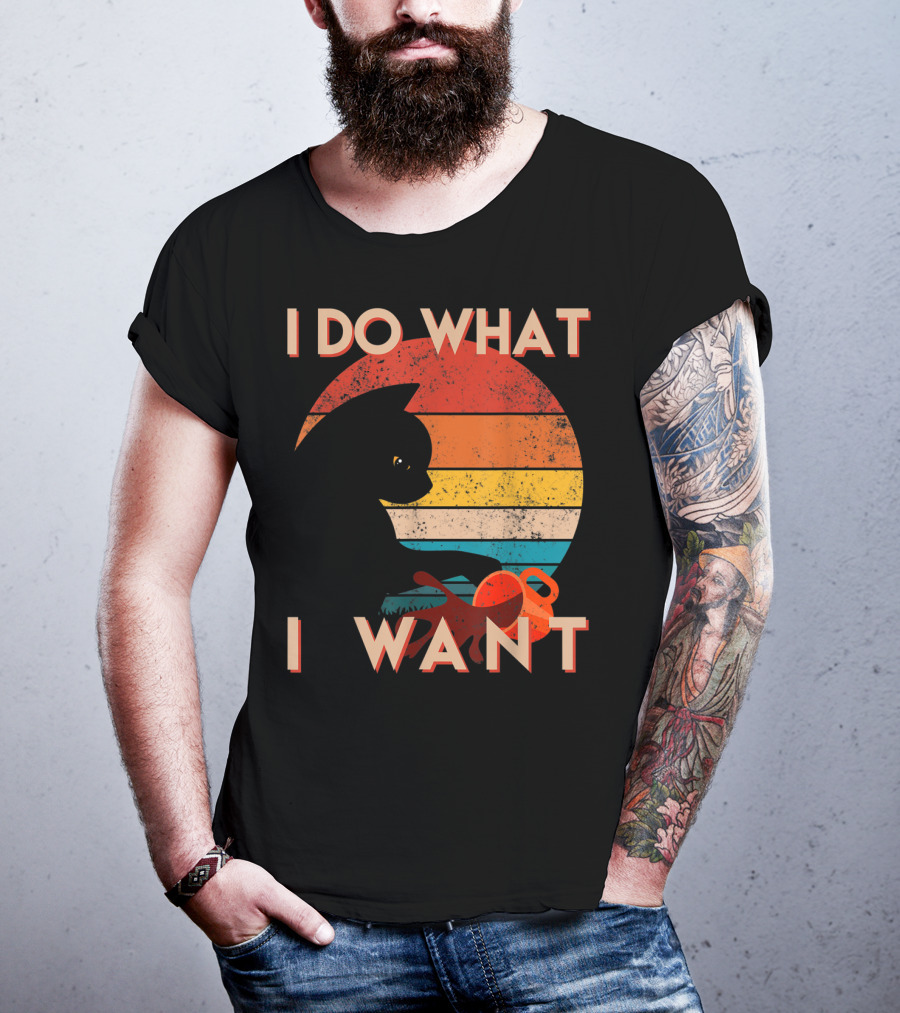Vintage Cat I Do What I Want Retro Sunset Style Art Cat T-Shirt