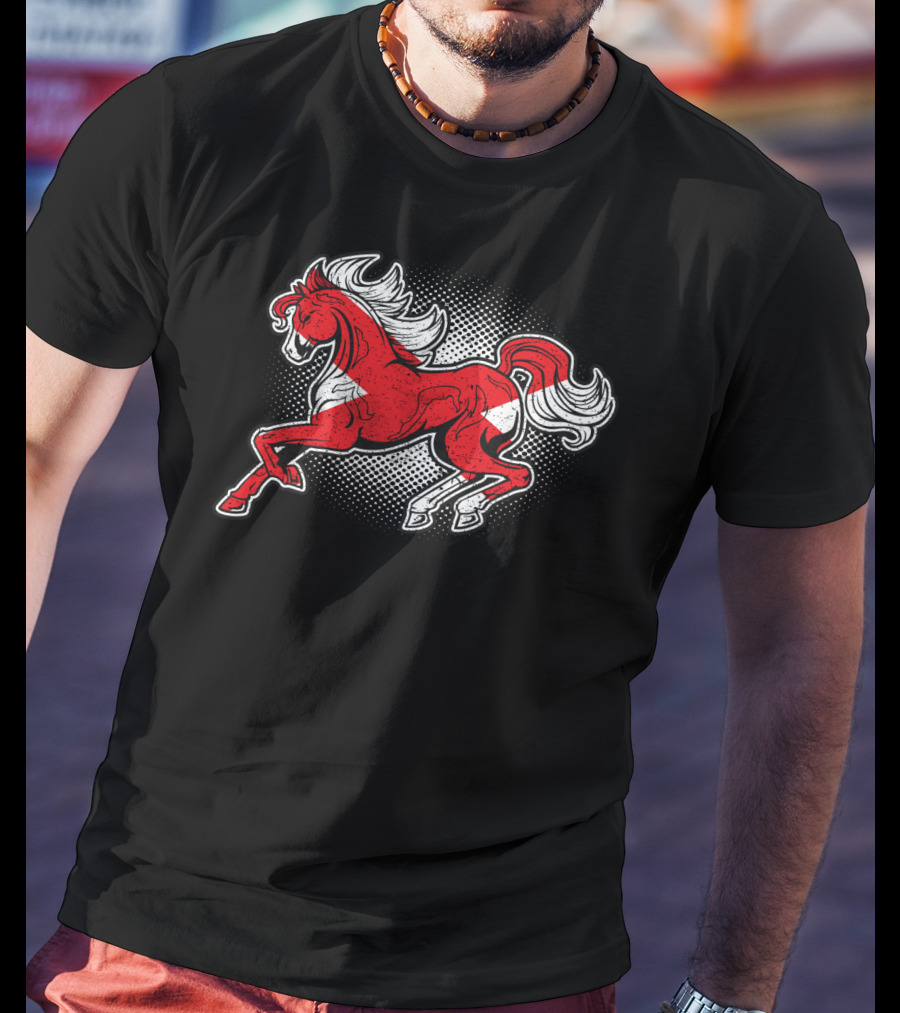 Alabama State Flag Galloping Horse Red And White Stallion T-Shirt