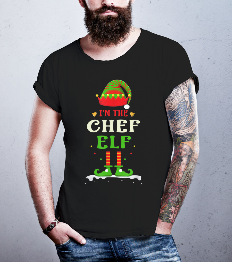I'm The Chef Elf Christmas Hat And Striped Shoes T-Shirt