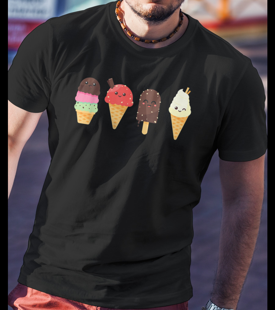 Ice Cream Lover For Summer Kawaii Cone Collection T-Shirt