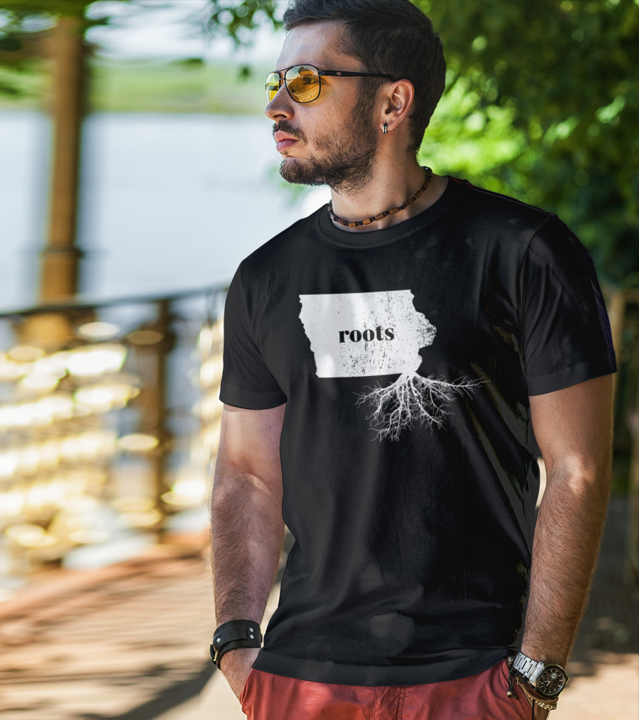 Iowa Roots State Map Men Kids Home Connection T-Shirt