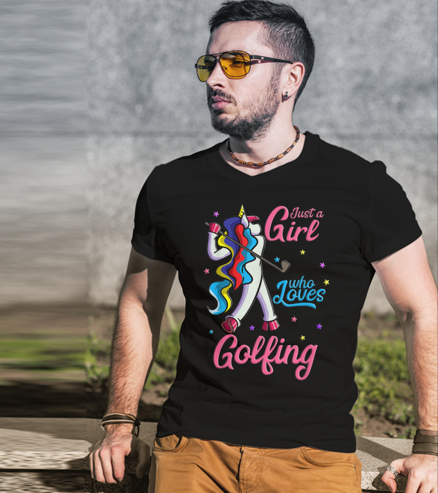 Just A Girl Who Loves Golfing Unicorn T-Shirt