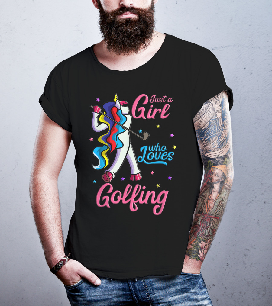 Just A Girl Who Loves Golfing Unicorn T-Shirt