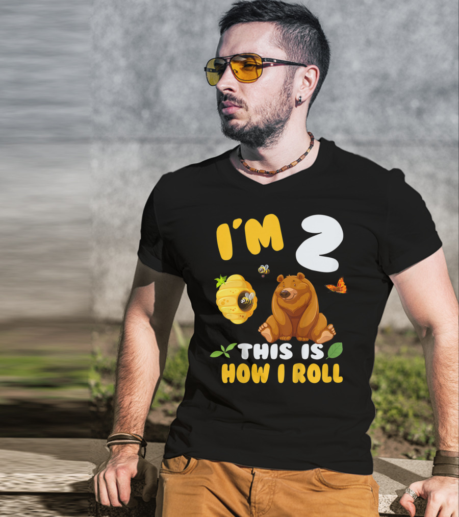 I'm 2 This Is How I Roll Bear Beehive Butterfly T-Shirt