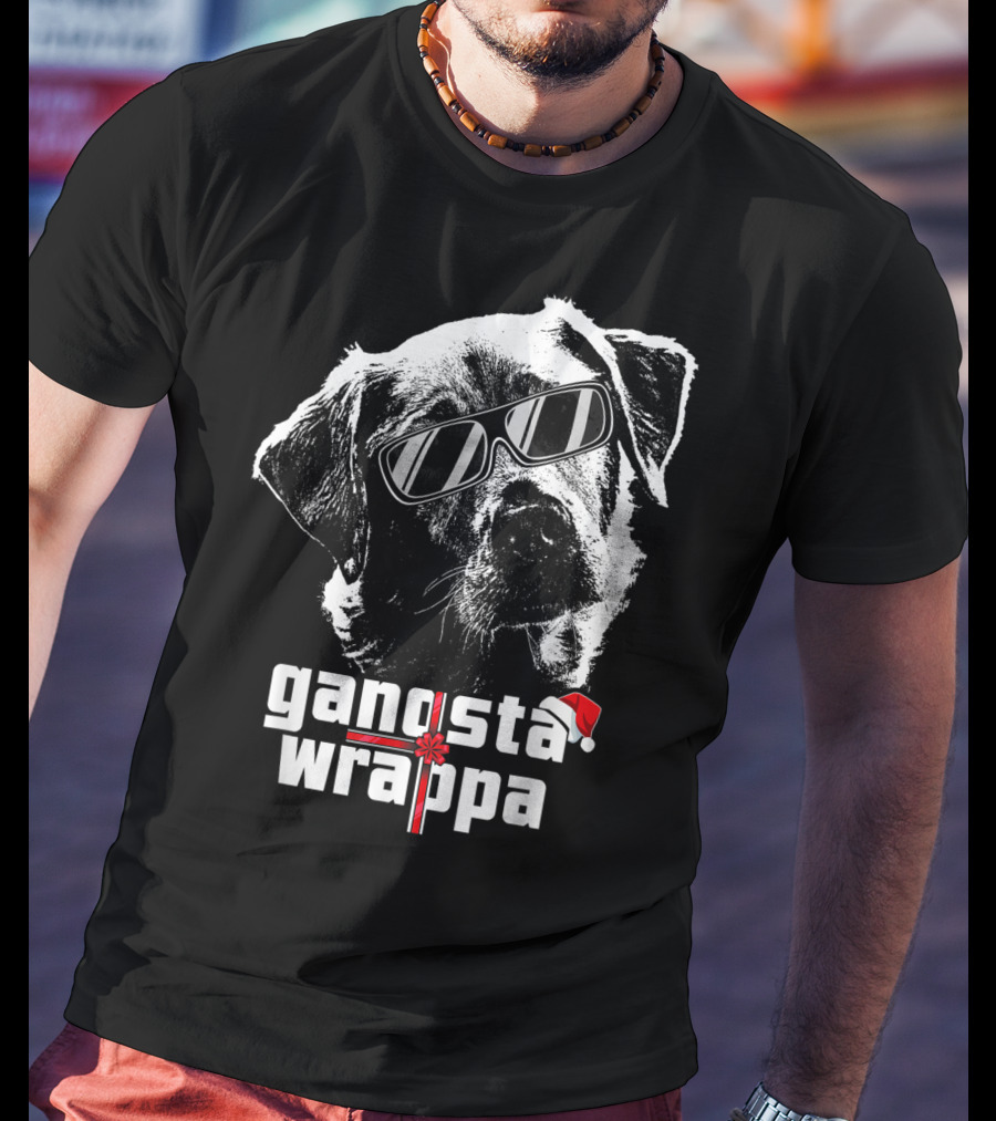 Gangsta Wrappa Labrador Retriever With Sunglasses And Santa Hat T-Shirt
