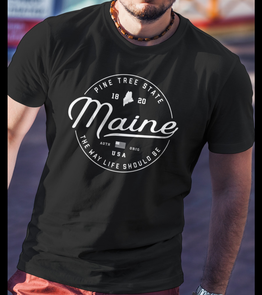 Pine Tree State Maine 1820 USA The Way Life Should Be T-Shirt