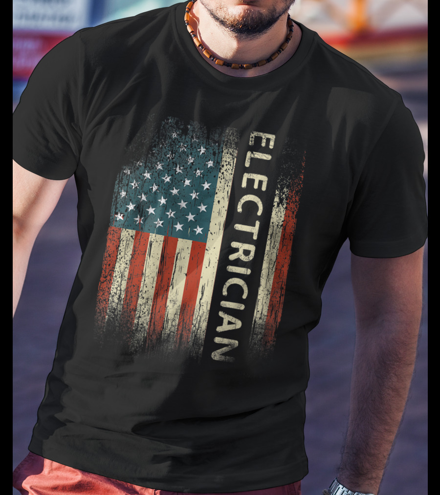 Electrician American USA Flag Patriotic Mens T-Shirt