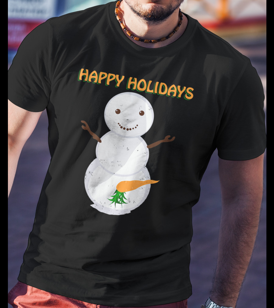Happy Holidays Naughty Dirty Carrot Snowman T-Shirt