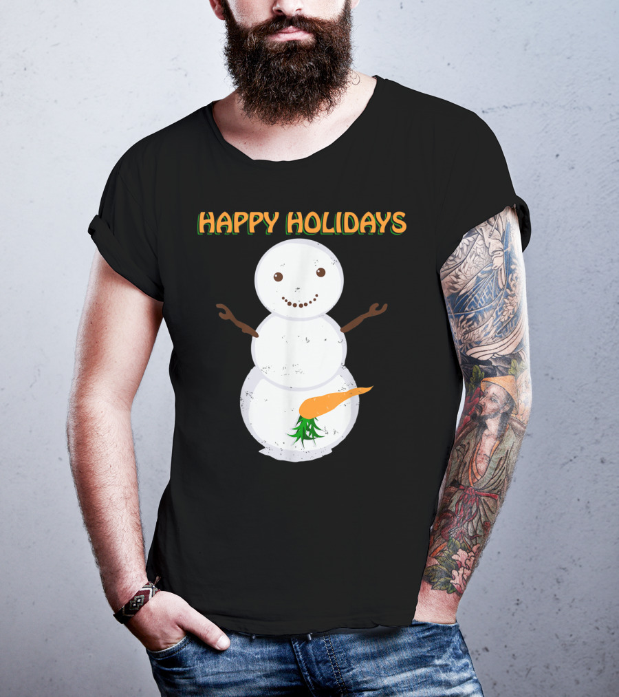 Happy Holidays Naughty Dirty Carrot Snowman T-Shirt
