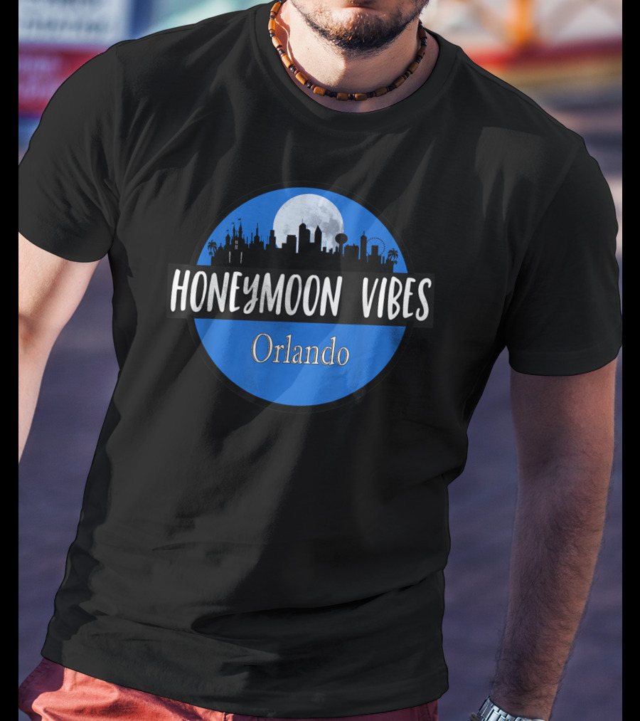 Orlando Honeymoon Vibes Newlywed Destination Moonlit Skyline T-Shirt