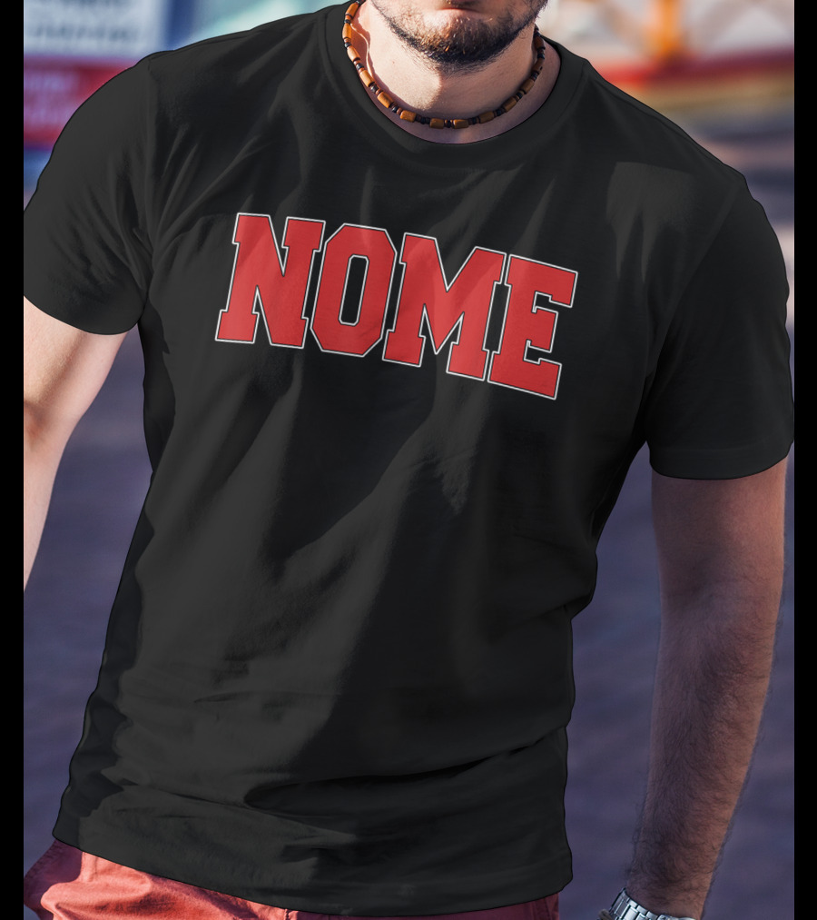Nome Alaska Varsity Style USA Bold Red Letters T-Shirt