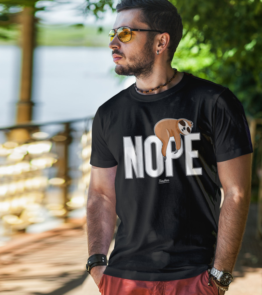 Nope Sloth Nap Lazy Teeshive Graphic Funny Sloth T-Shirt