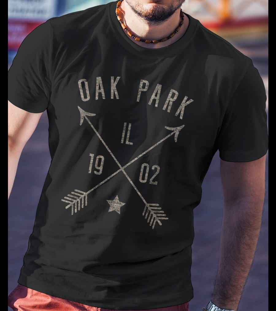 Oak Park Illinois IL 1902 Distressed Boho Style Arrows T-Shirt