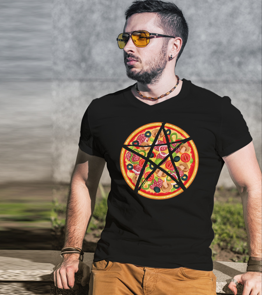 Occult Devil Pentagram Pizza Satanic T-Shirt