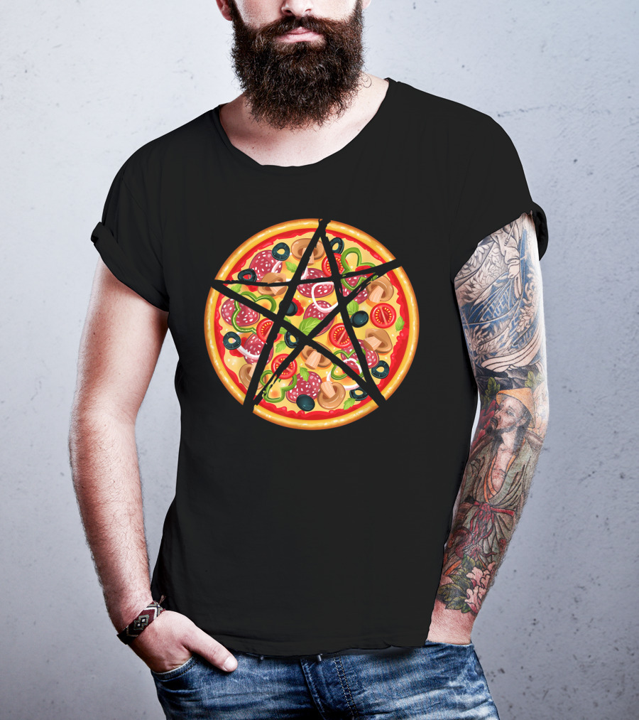 Occult Devil Pentagram Pizza Satanic T-Shirt