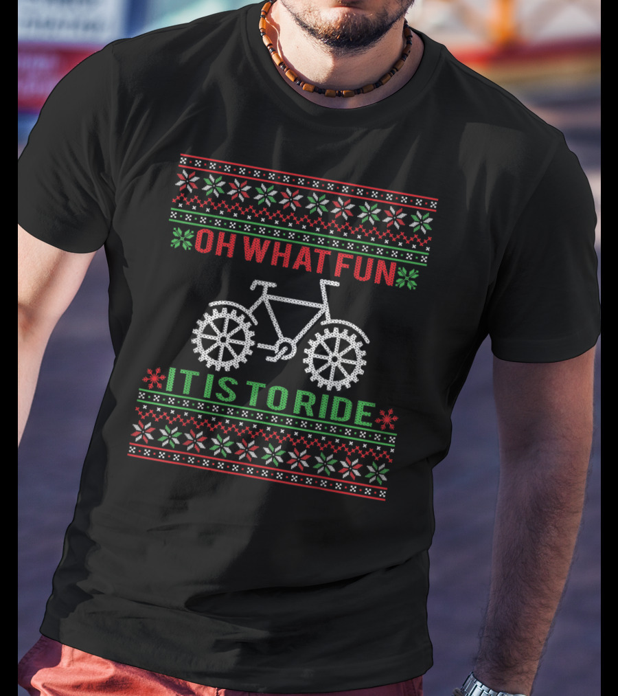Oh What Fun It Is To Ride Bicycle Christmas T-Shirt