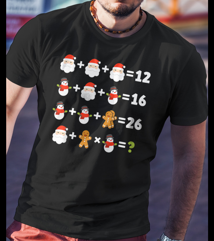 Order Of Operations Santa Snowman Math Puzzle T-Shirt