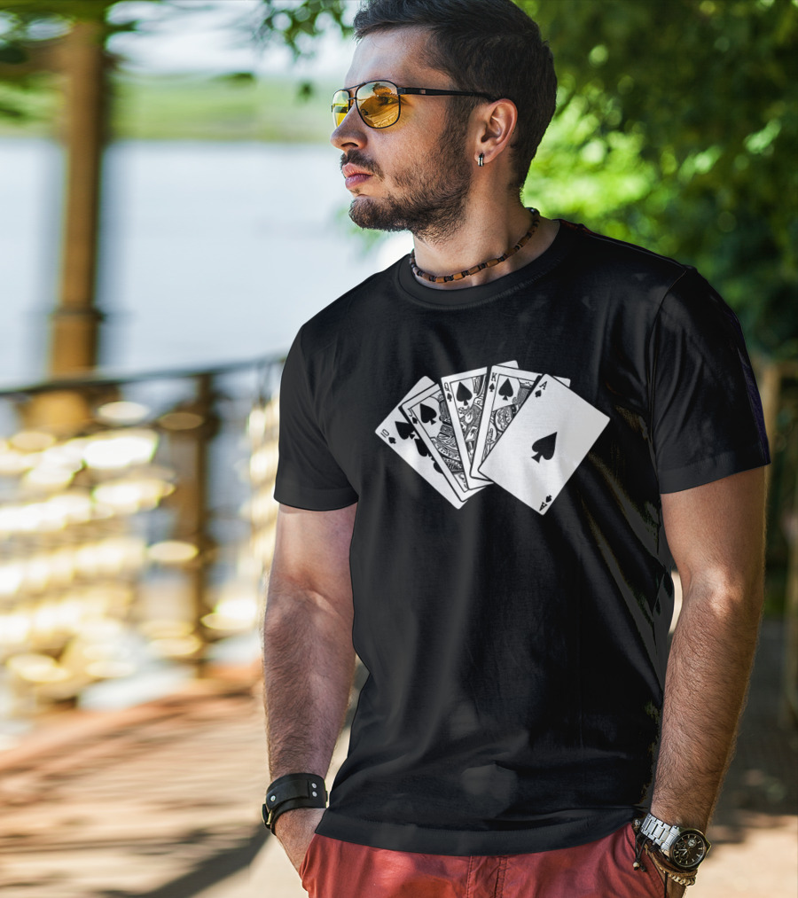 Royal Flush Spades Poker Hand Card Game T-Shirt