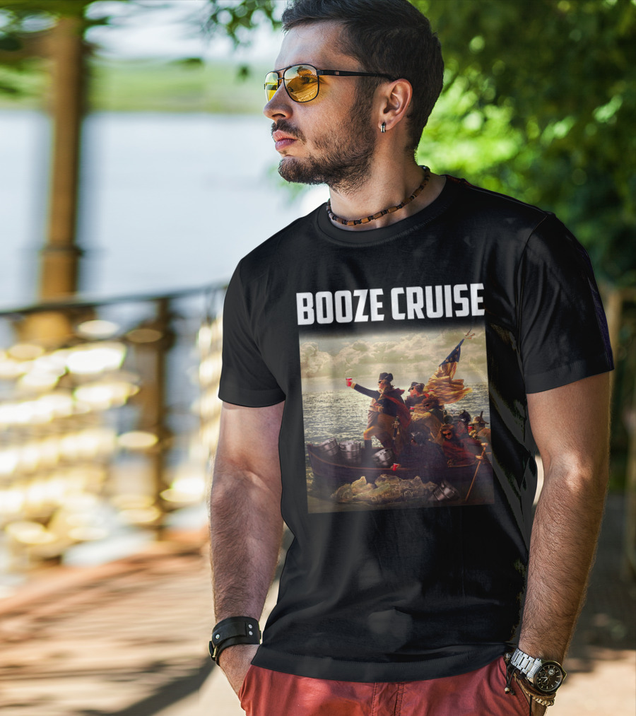 Booze Cruise Red Cups And Revolutionary Boat Party With Shades T-Shirt