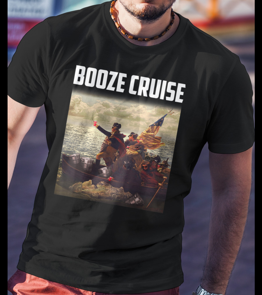 Booze Cruise Red Cups And Revolutionary Boat Party With Shades T-Shirt