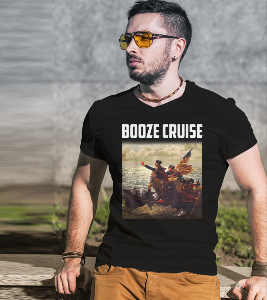 Booze Cruise Red Cups And Revolutionary Boat Party With Shades T-Shirt