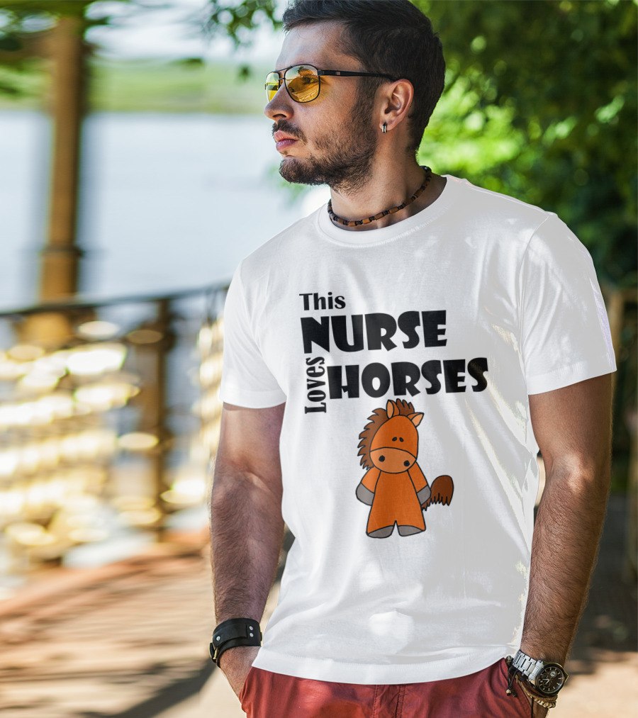 This Nurse Loves Horses Cartoon T-Shirt