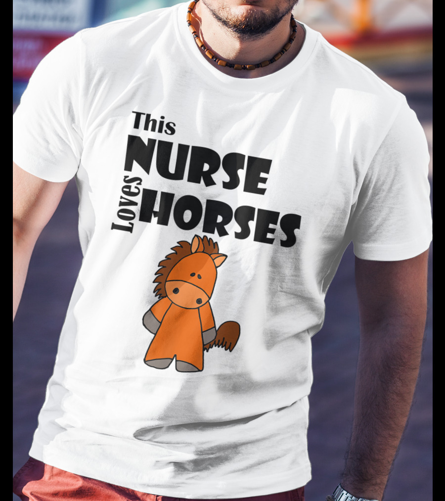 This Nurse Loves Horses Cartoon T-Shirt