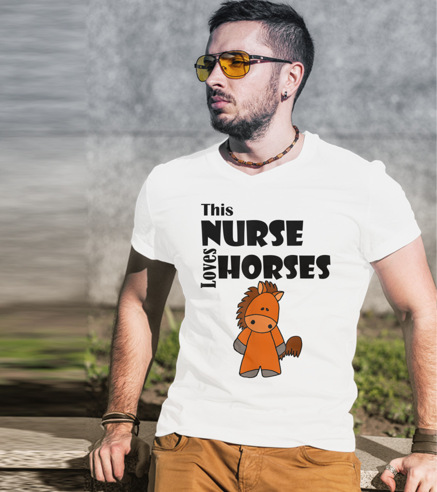 This Nurse Loves Horses Cartoon T-Shirt