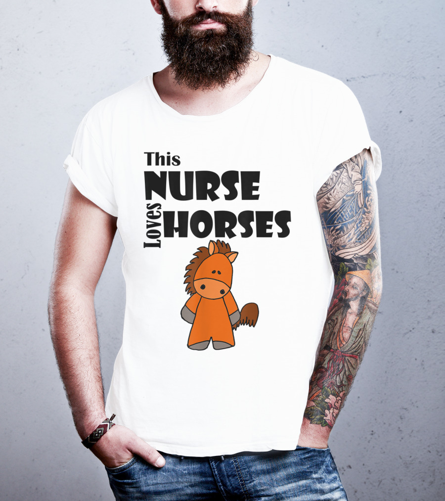 This Nurse Loves Horses Cartoon T-Shirt