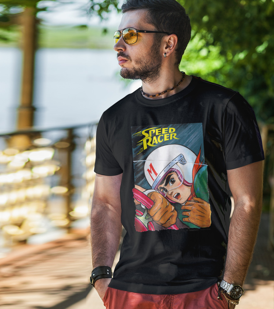 Speed Racer Close Up Helmet And Steering Wheel Action T-Shirt