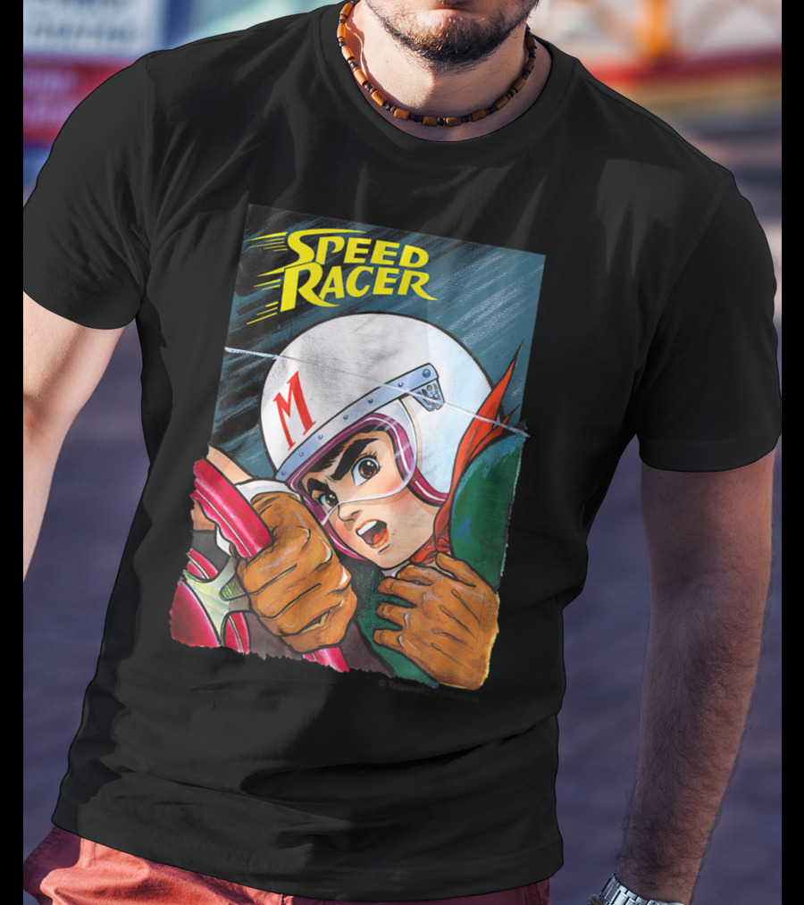 Speed Racer Close Up Helmet And Steering Wheel Action T-Shirt